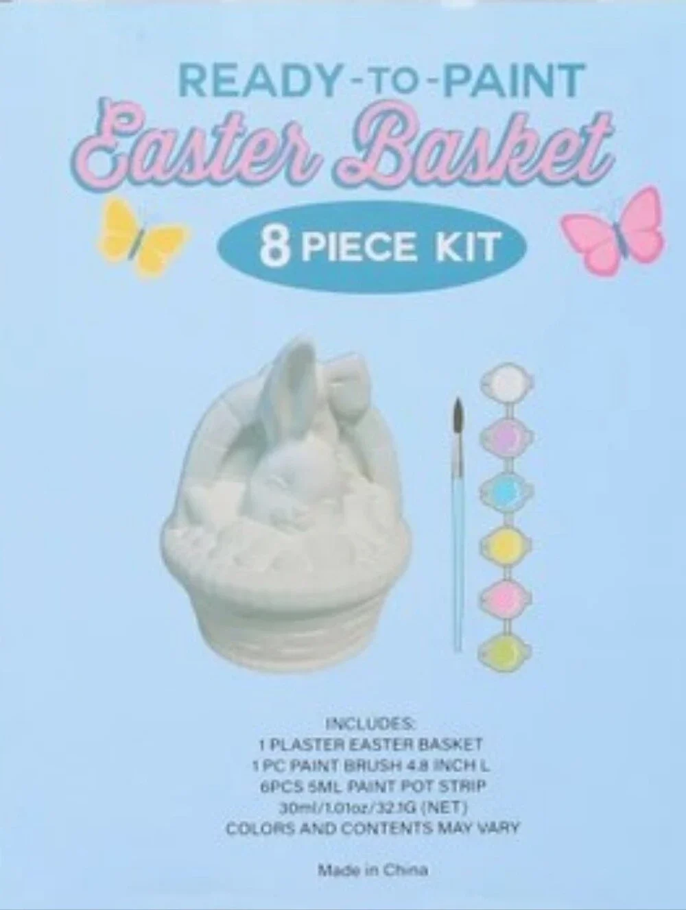 Ready-to-Paint Easter Basket Kit - White with Pastel Paint Pods - NWT
